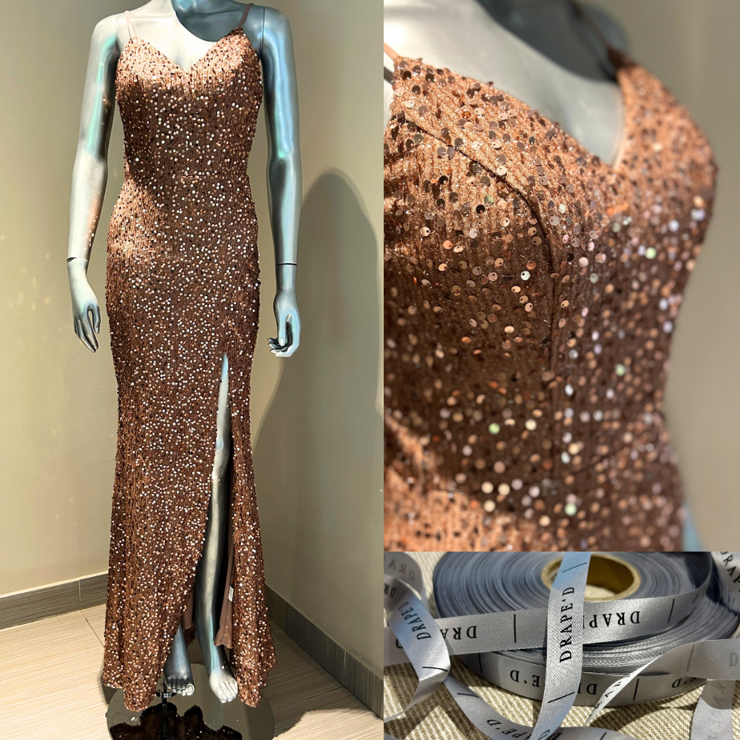 Rose gold dress for hire in Cape Town