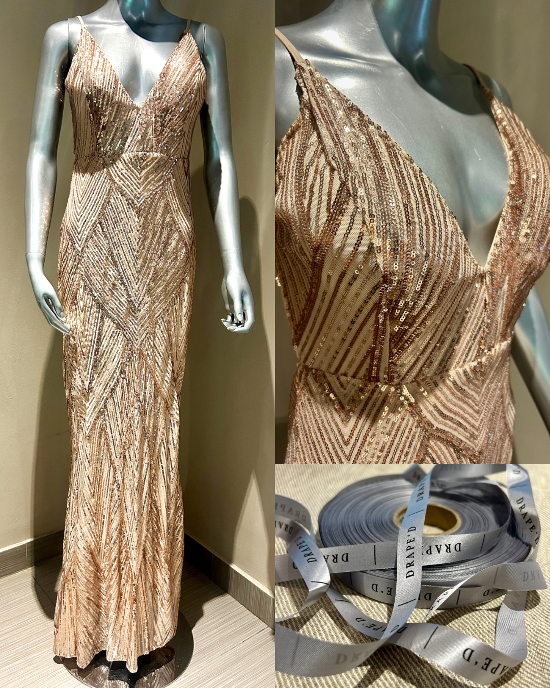Kyra gold dress for hire in Cape Town