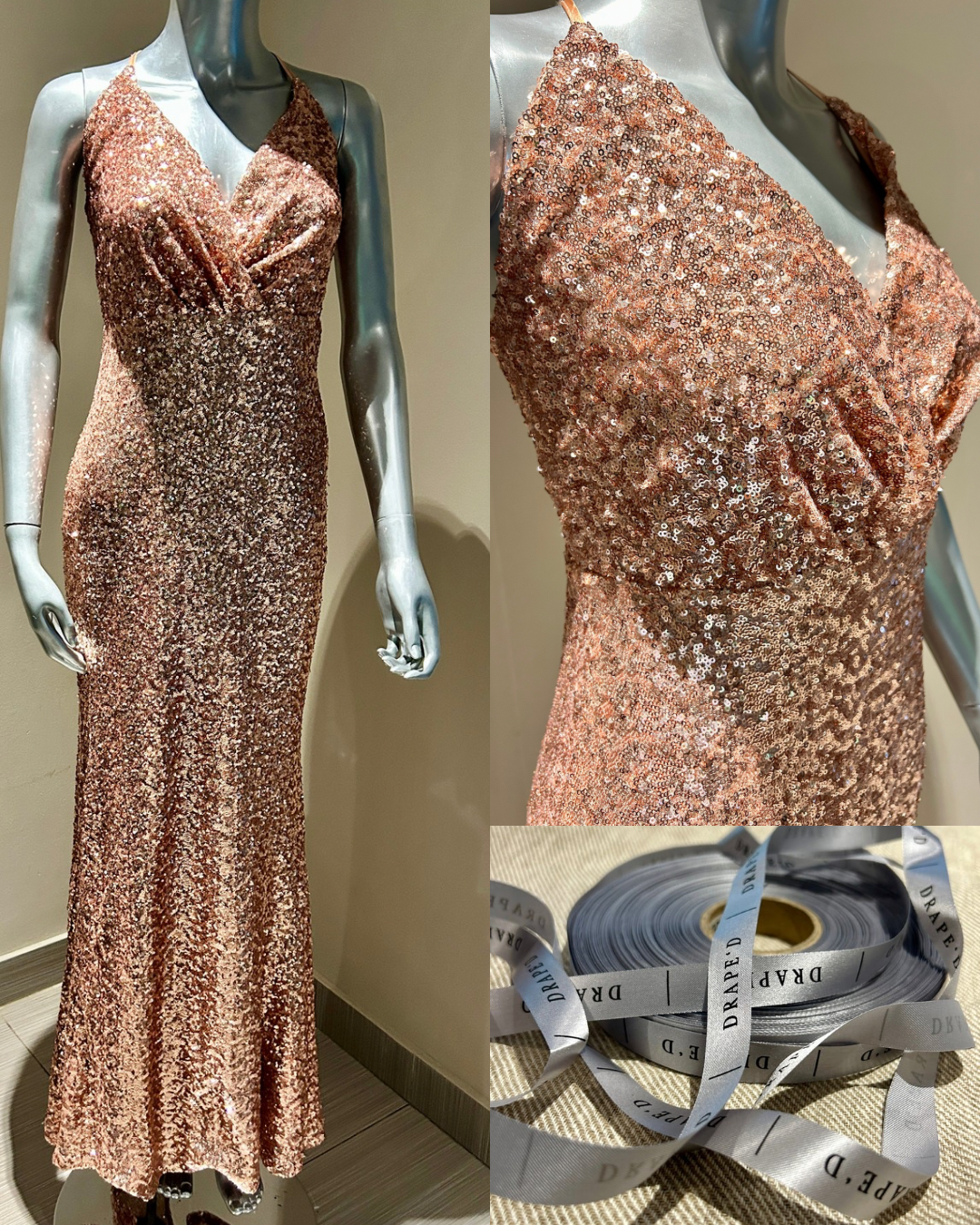 Emma gold dress for hire in Cape Town