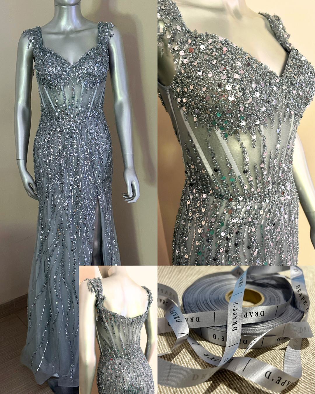 Faith silver dress for hire in Cape Town