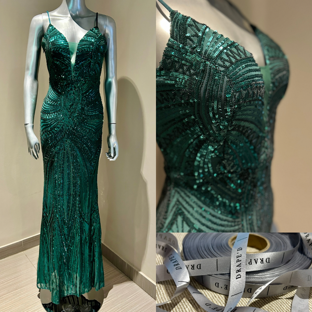 Iris green dress for hire in Cape Town