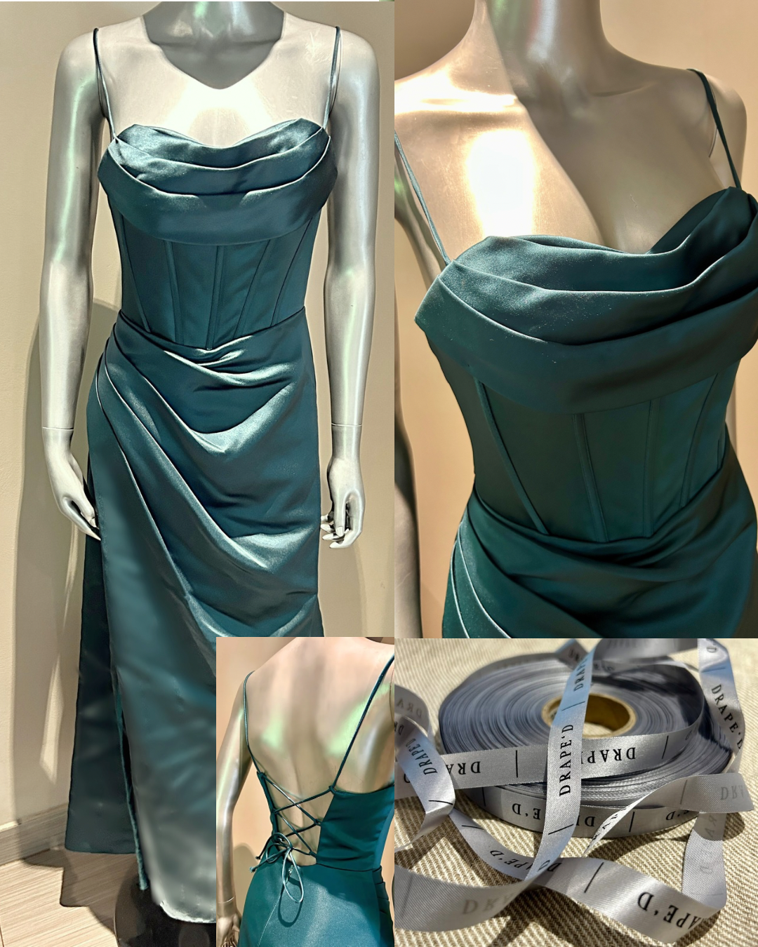 Nina green dress for hire in Cape Town
