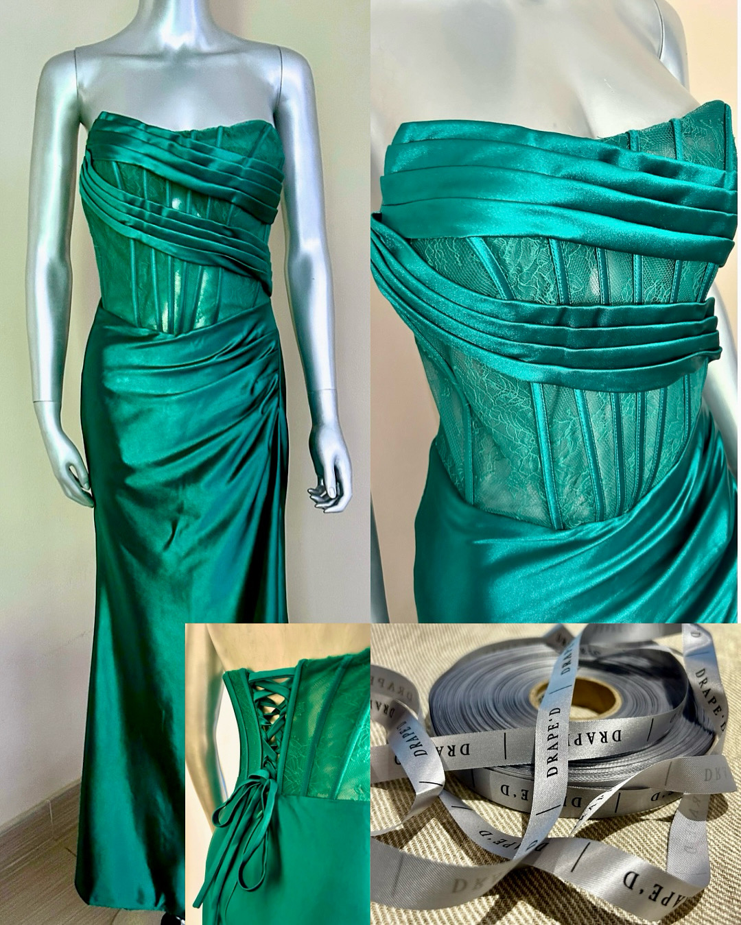 Lacey green dress for hire in Cape Town