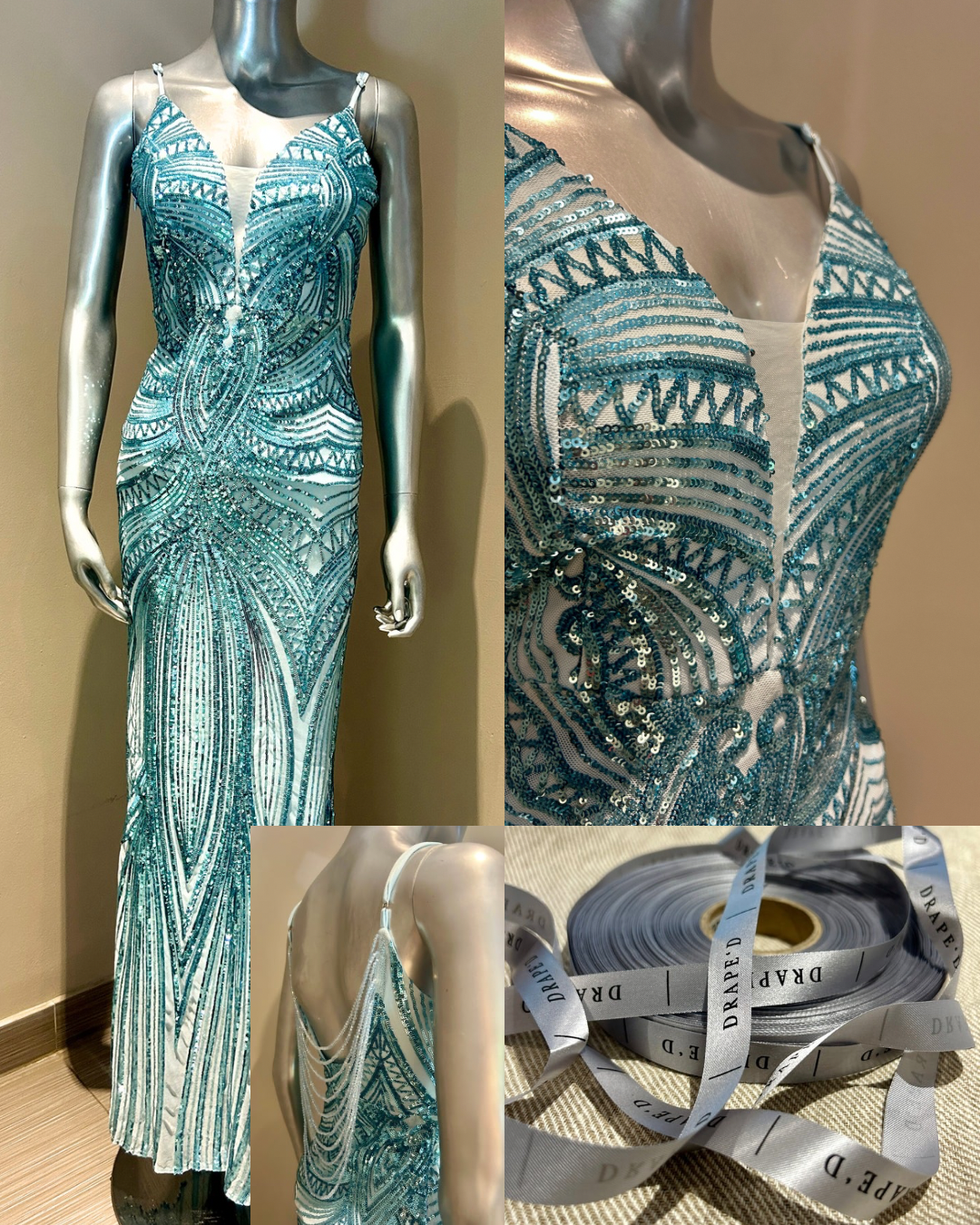 Mia blue dress for hire in Cape Town
