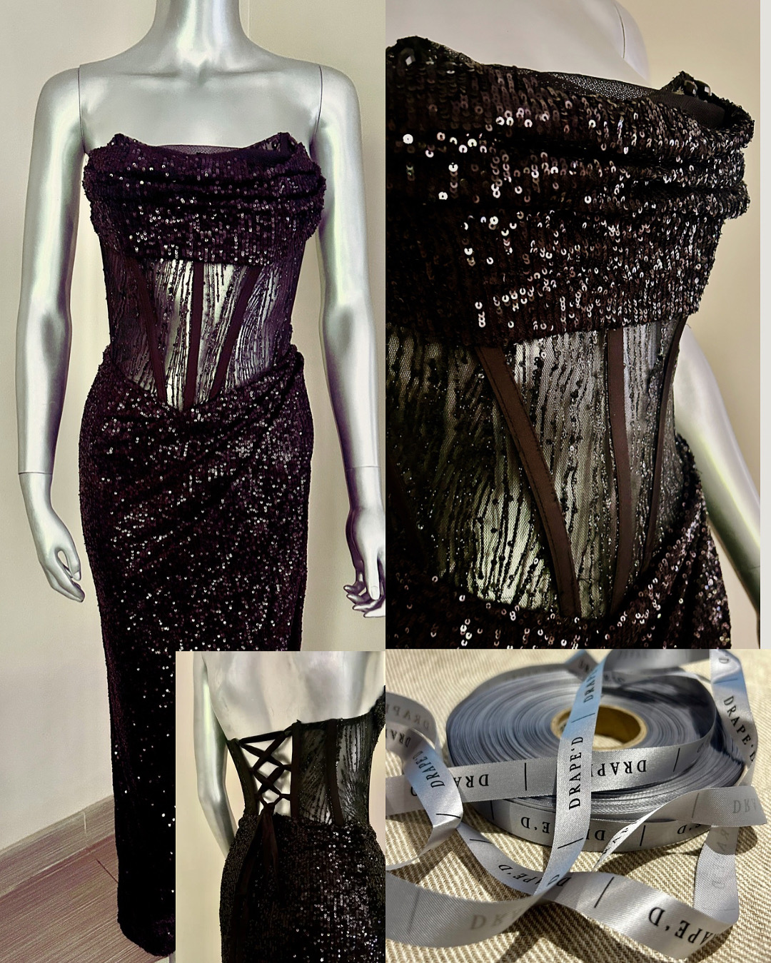 Pearl black dress for hire in Cape Town