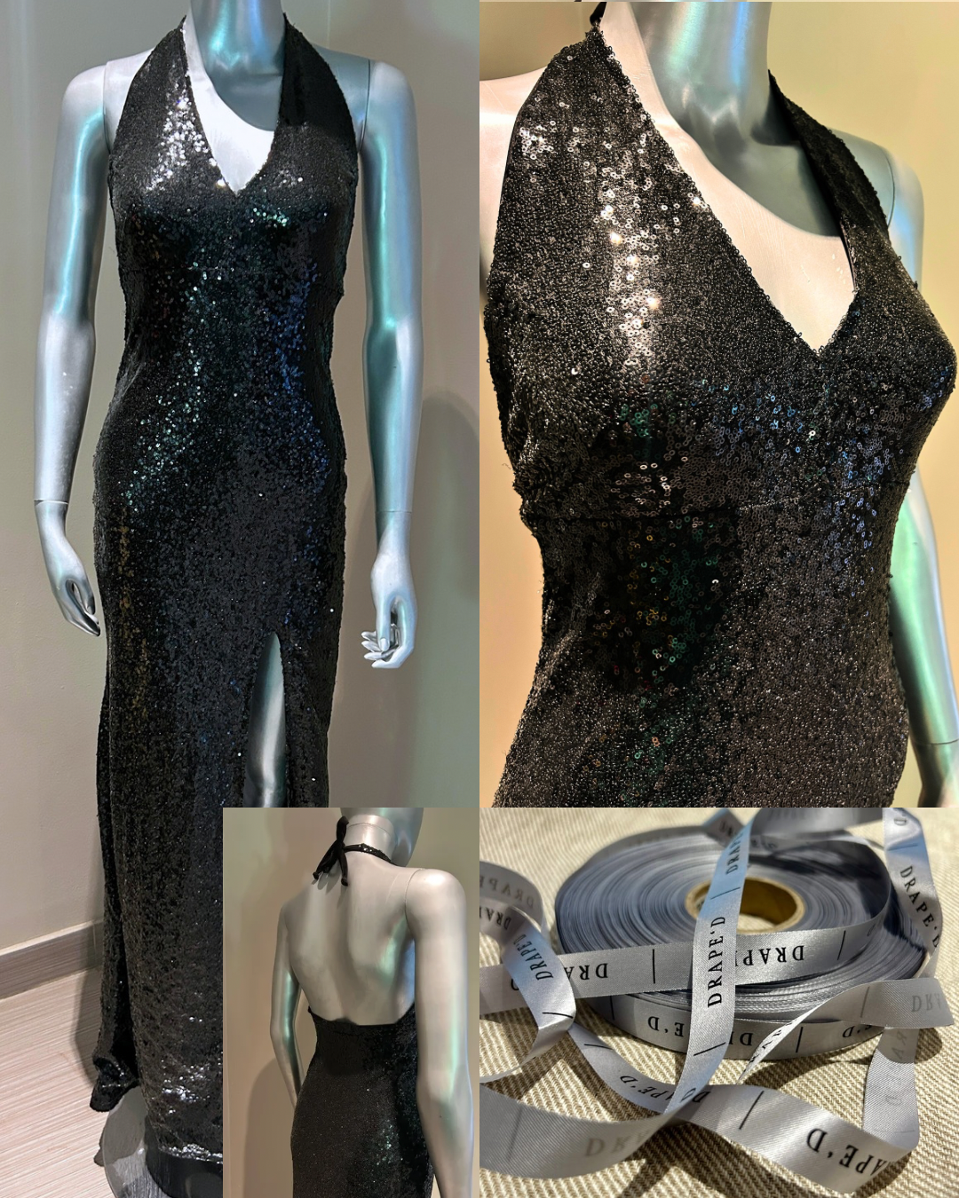 Selene black dress for hire in Cape Town