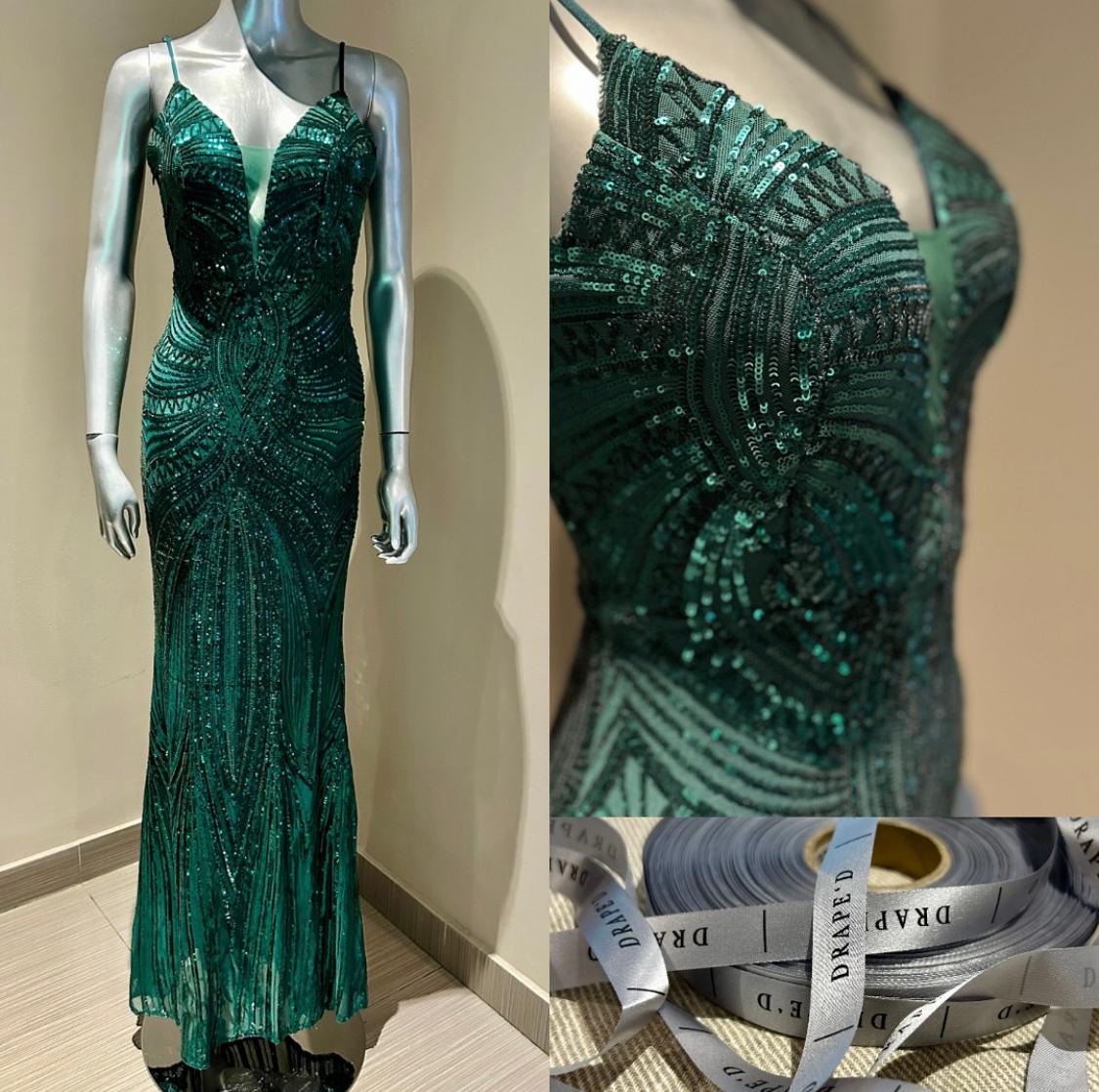 Iris green dress for hire in Cape Town